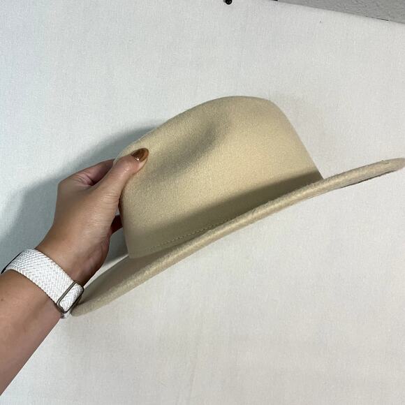 Bailey's Blossoms Felt Wide Brim Fedora‎ Hat Tan with Ribbon Band - Size Adult - Picture 5 of 7